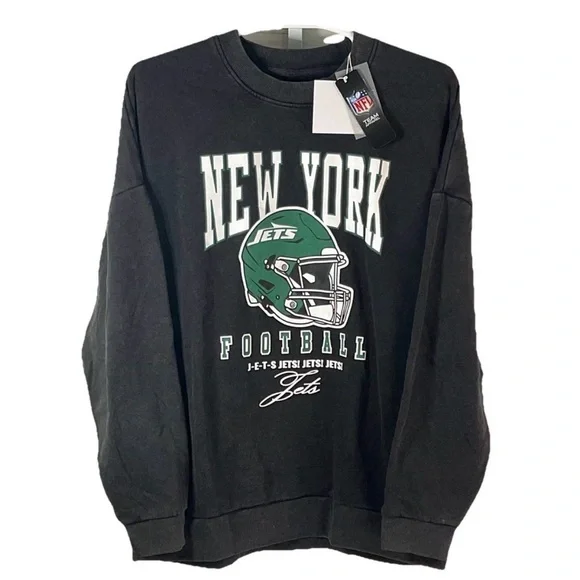 New York Jets Black NFL Game Couture Oversized Sweatshirt Size XL - Picture 1 of 3